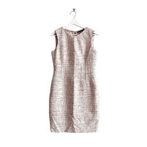 Tahari Womens Tweed Sleeveless Sheath Dress Red Cream White Size 8